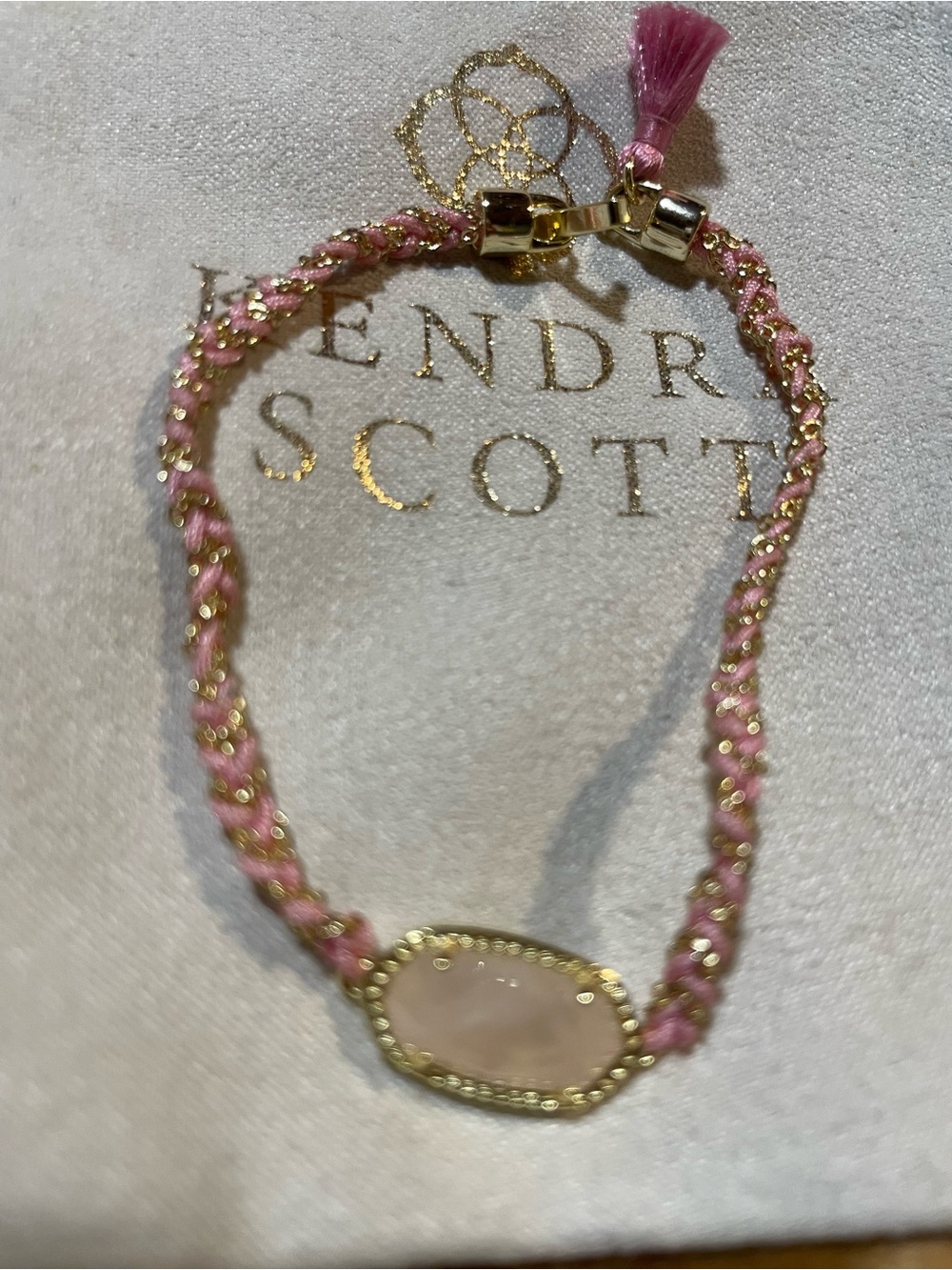 Kendra Scott Elaina Rose Pink Braided Stone Bracelet with Gold Accents